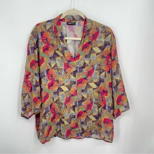 APNY | Top Geometric Prints Popover Boho 3/4 Sleeve XL
